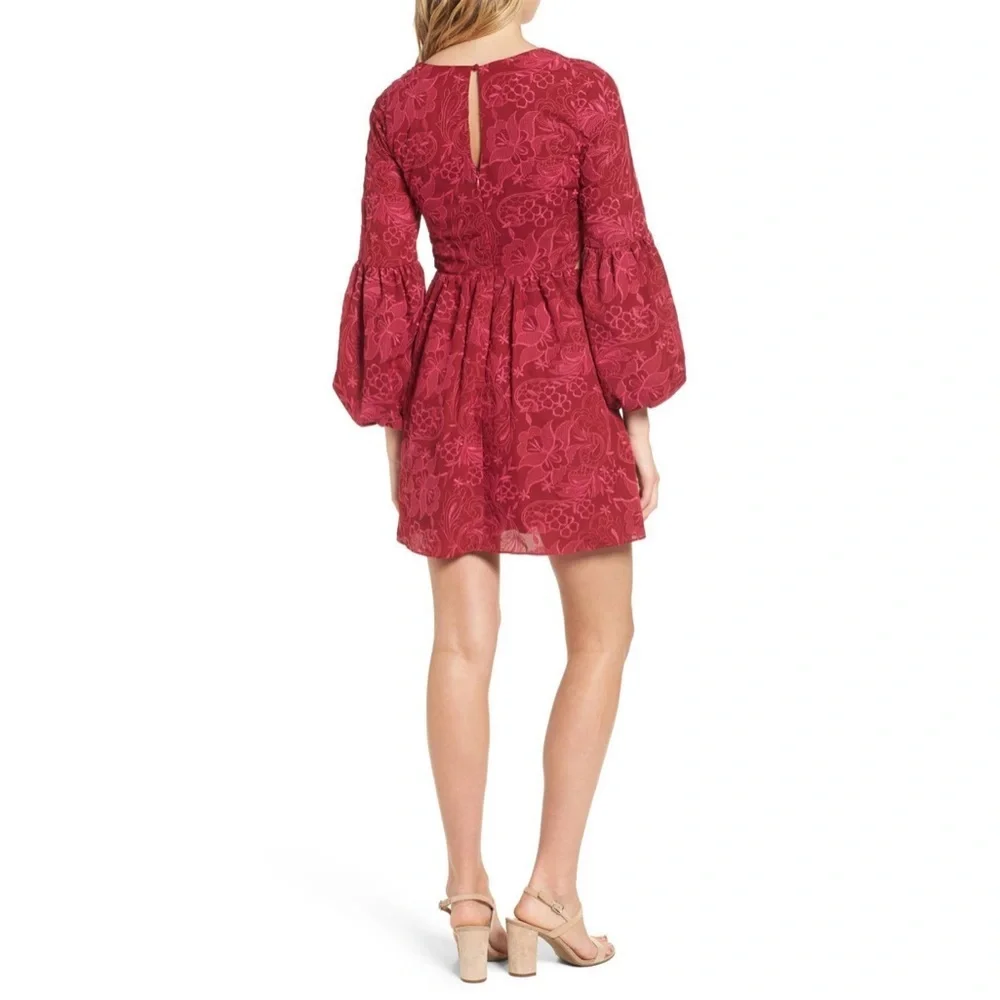 Devlin REVOLVE FLORAL LINED BELL-SLEEVE RUFFLE CUTOUT DRESS - Picture 2 of 10